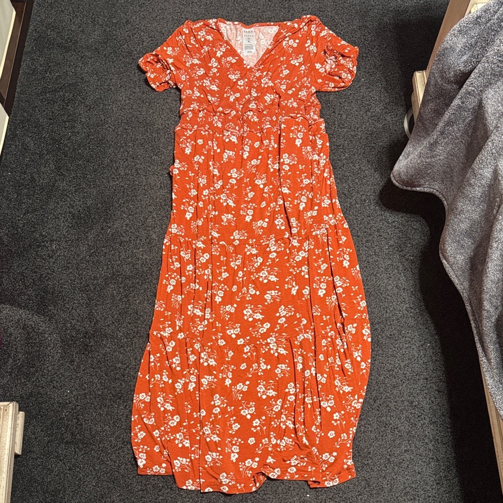 Serra Floral Orange Maxi Dress